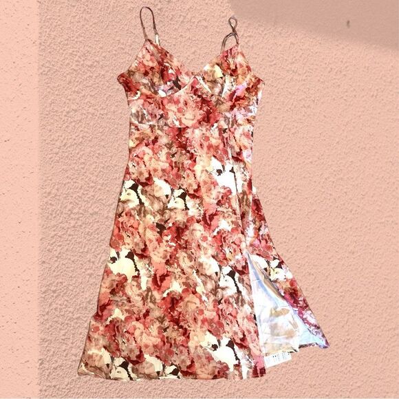 Cupshe Dresses & Skirts - NWT Cupshe pink brown floral midi dress with slit